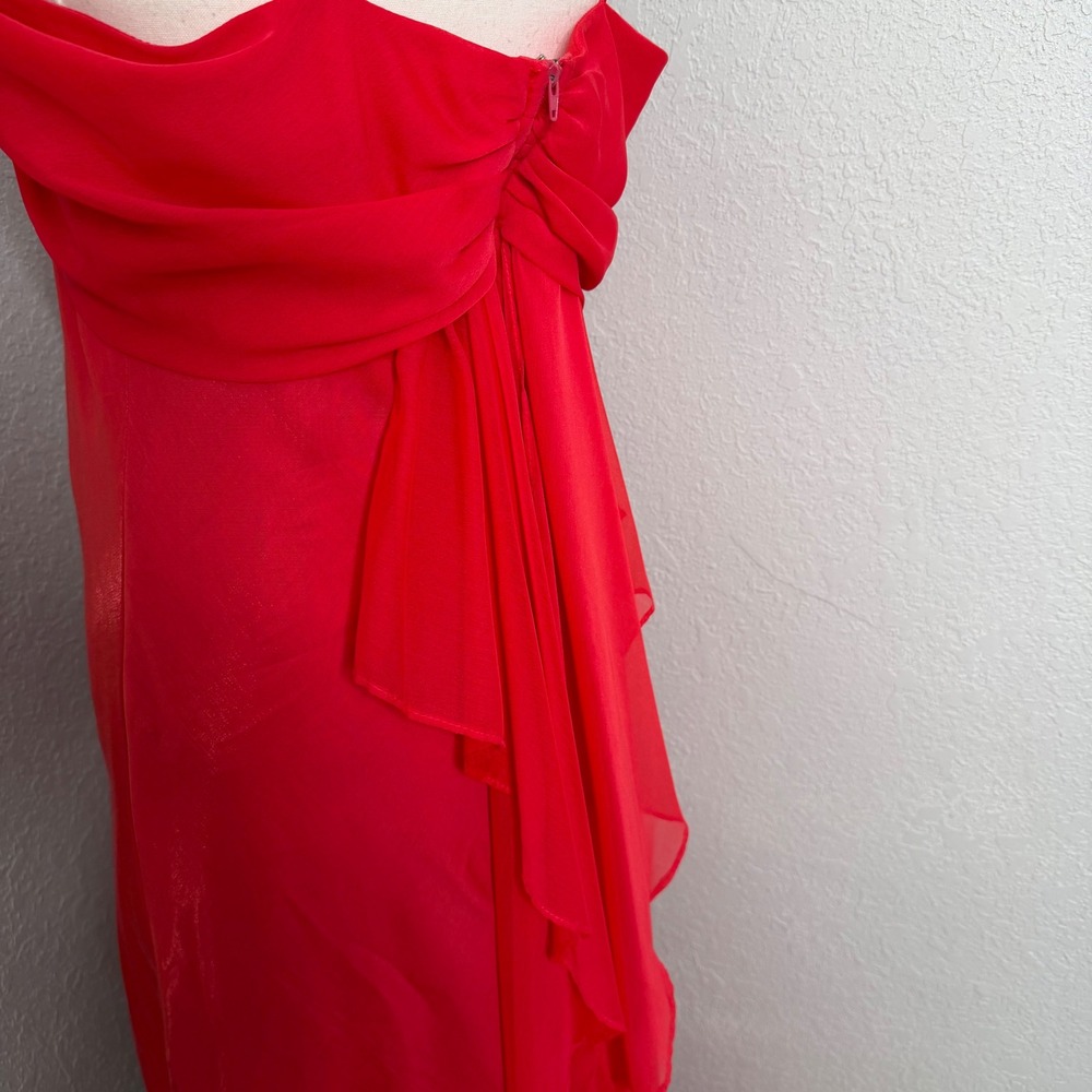 Camille La Vie Red k Evening Gown Draped Bow Back Formal Dress 14W 98450 - Picture 4 of 9